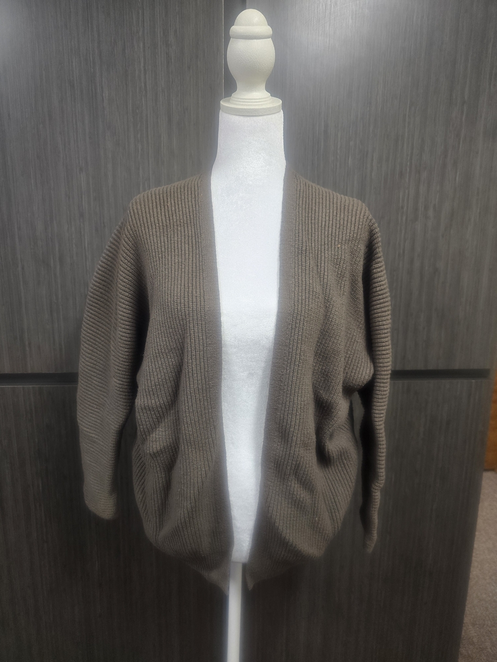 Forever 21 Women’s Medium Brown Ribbed Cocoon Cardigan Open Front Sweater